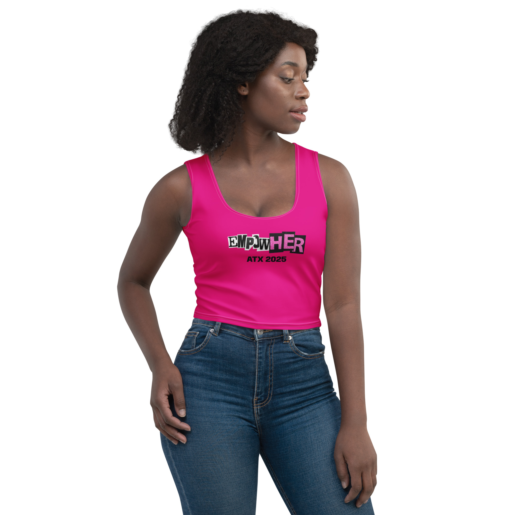 Hot Pink EmpowHER 2025 Sleeveless Crop Top - Image 4