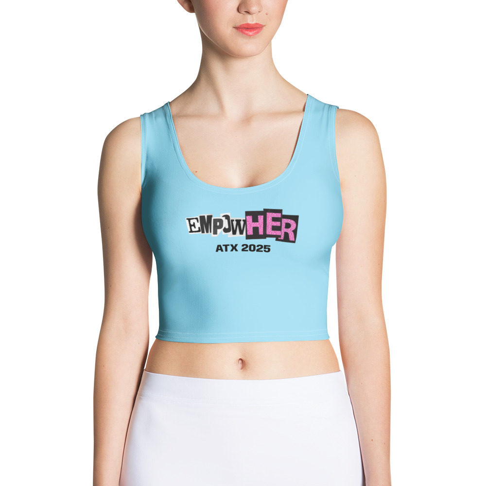 Blue EmpowHER ATX 2025 Sleeveless Crop Top